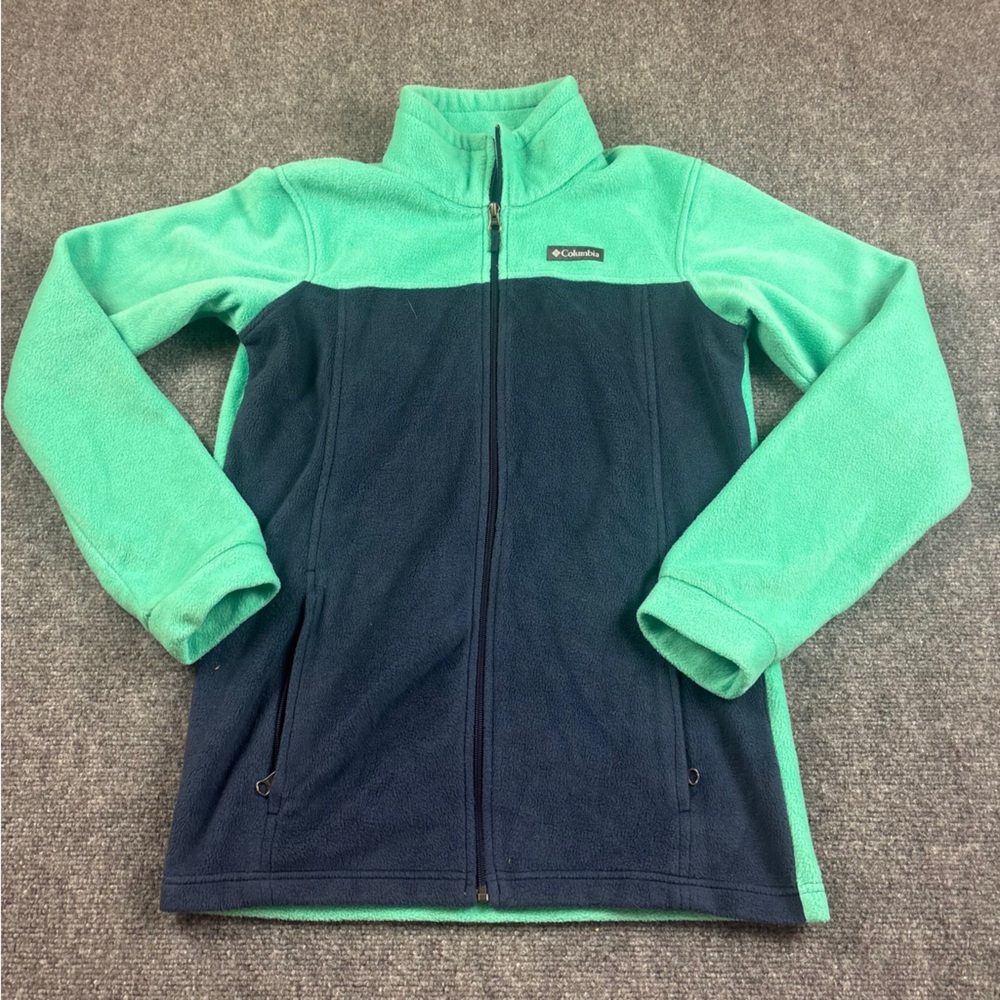 COLUMBIA Girls Green/Blue Full Zip Fleece Jacket size: XL (18/20)